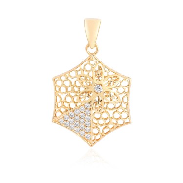 14 Ayar Sarı Altın Estetik Taşlı Kolye Ucu