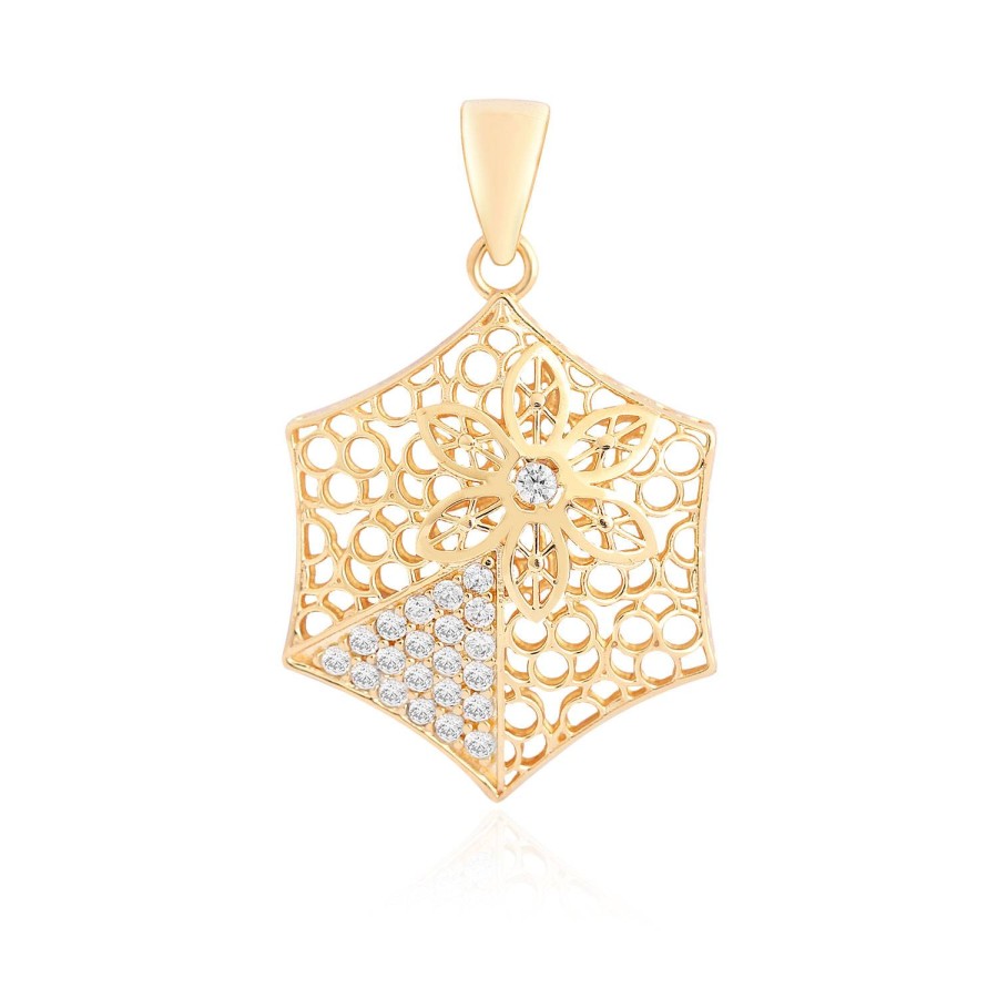 14 Ayar Sarı Altın Estetik Taşlı Kolye Ucu