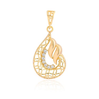 14 Ayar Sarı Altın Sade Taş Detaylı Kolye Ucu