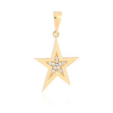 14 Ayar Sarı Altın Yıldız Figürlü Taşlı Kolye Ucu