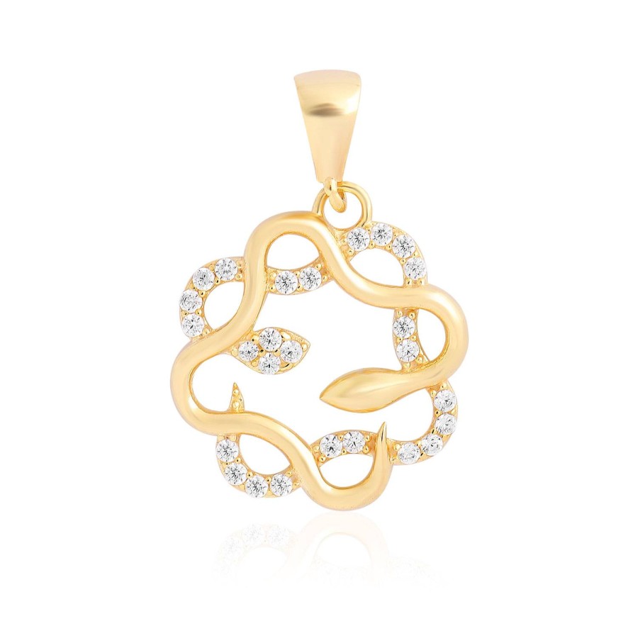 14 Ayar Sarı Altın Yılan Figürlü Taşlı Kolye Ucu