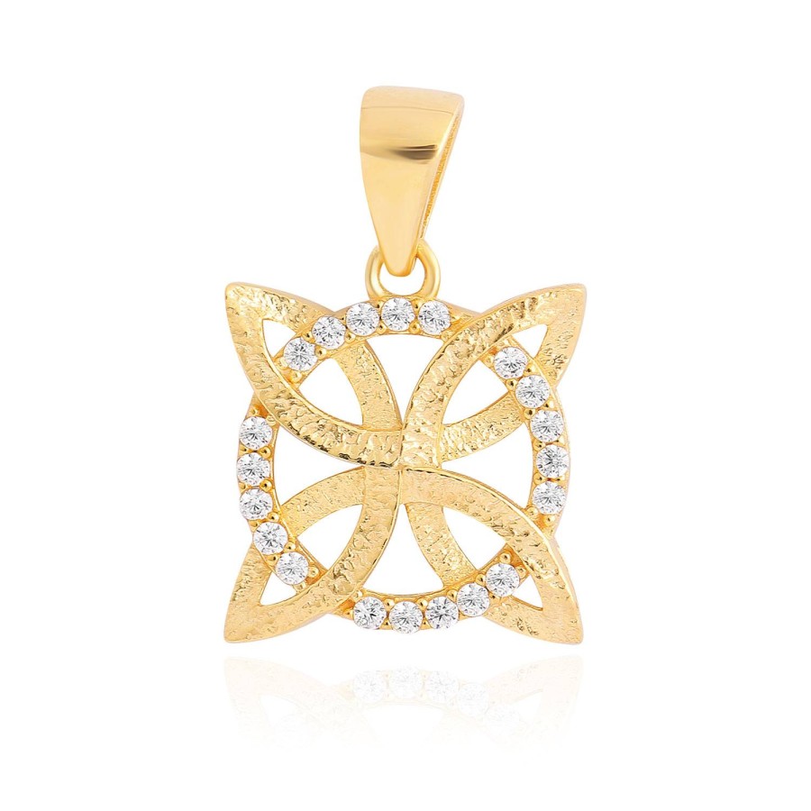 14 Ayar Sarı Altın Estetik Taşlı Kolye Ucu