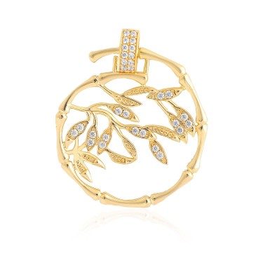 14 Ayar Sarı Altın Işıltılı Taşlı Kolye Ucu