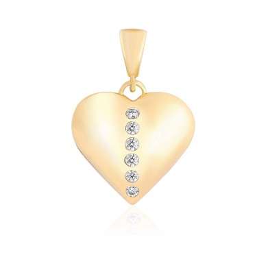 14 Ayar Sarı Altın Kalp Model Taşlı Kolye Ucu