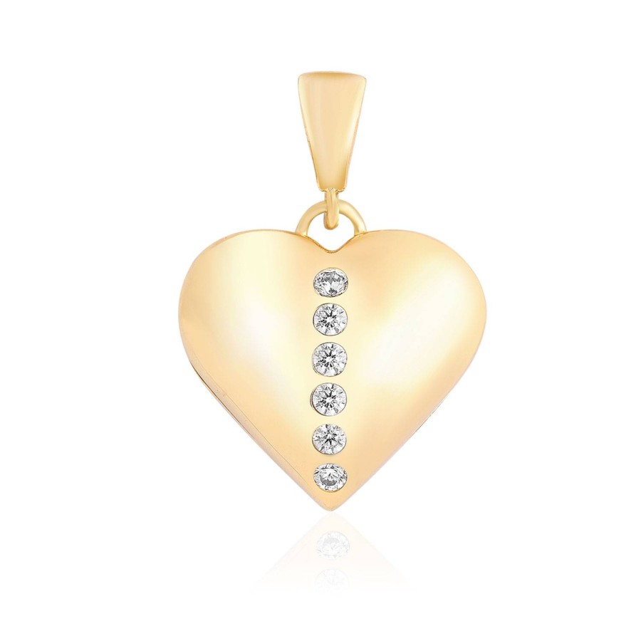 14 Ayar Sarı Altın Kalp Model Taşlı Kolye Ucu
