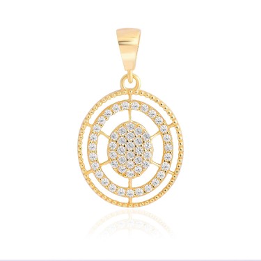 14 Ayar Sarı Altın Özel Tasarım Taşlı Kolye Ucu