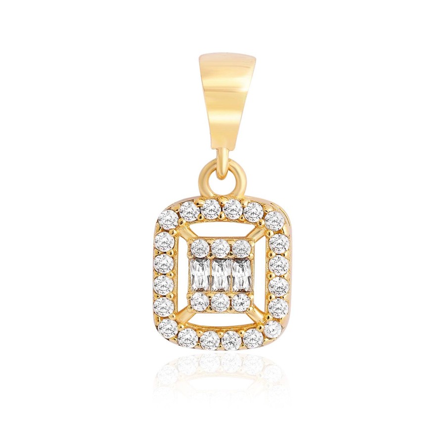 14 Ayar Sarı Altın Baget Taş Detaylı Kolye Ucu