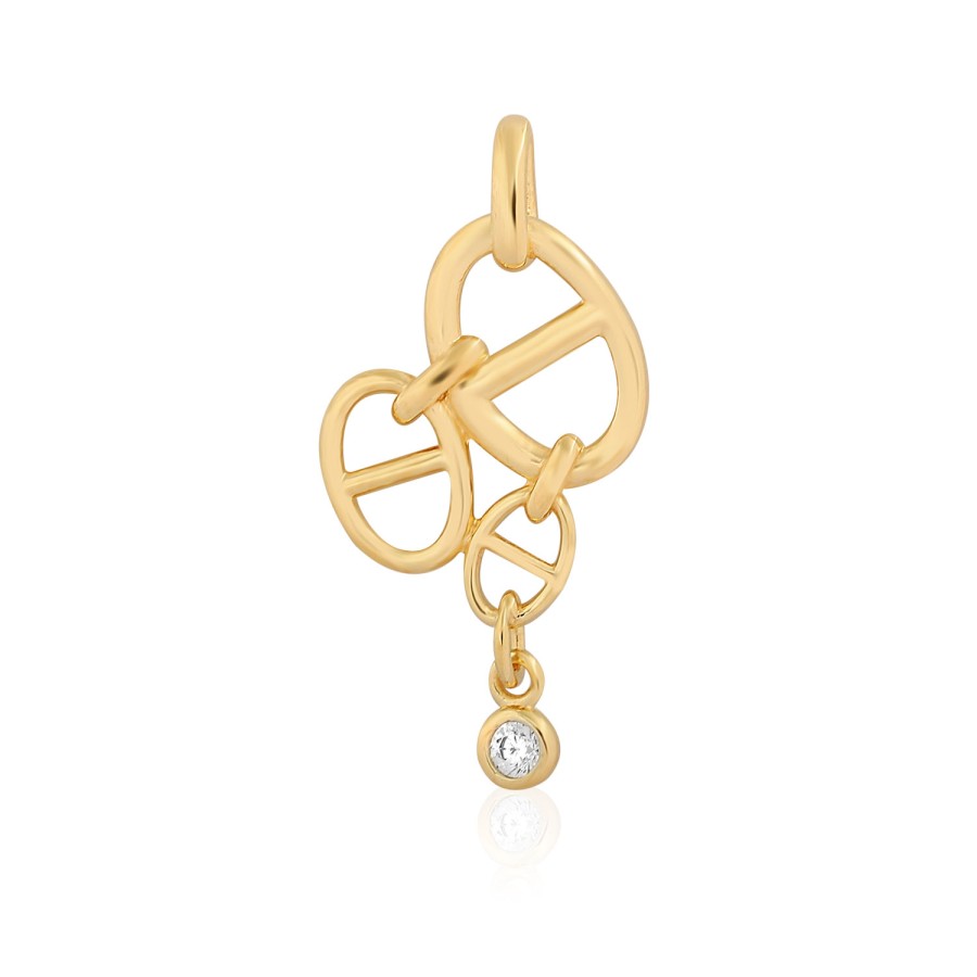 14 Ayar Sarı Altın Taşlı Kolye Ucu