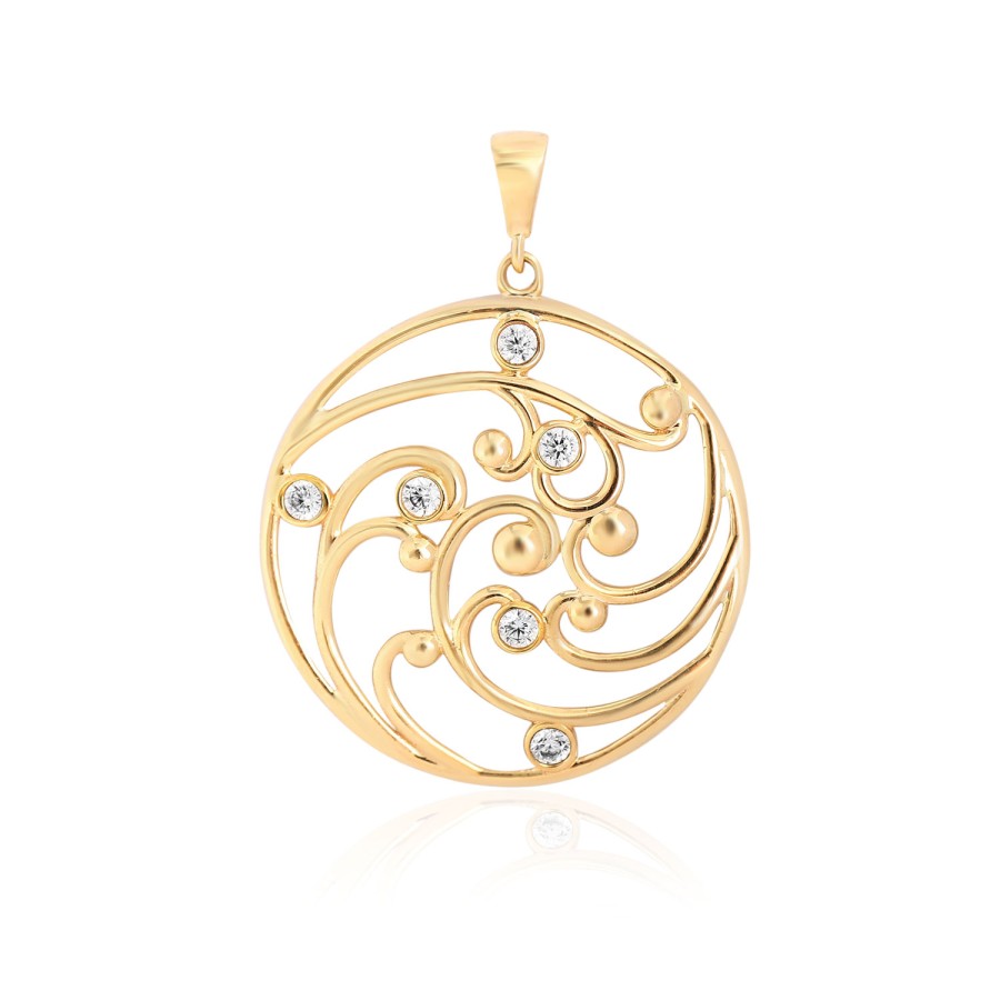 14 Ayar Sarı Altın Taşlı Kolye Ucu