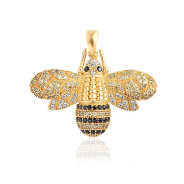 14 Ayar Sarı Altın Arı Figürlü Taşlı Kolye Ucu