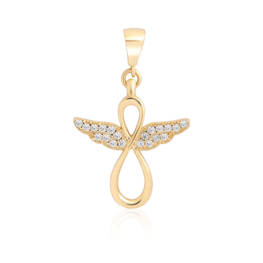 14 Ayar Sarı Altın Melek Tasarımlı Taşlı Kolye Ucu