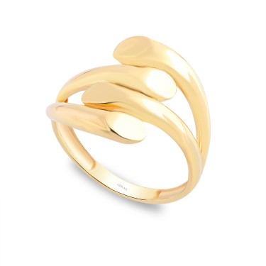 14 Ayar Sarı Altın Modern Taşsız Yüzük