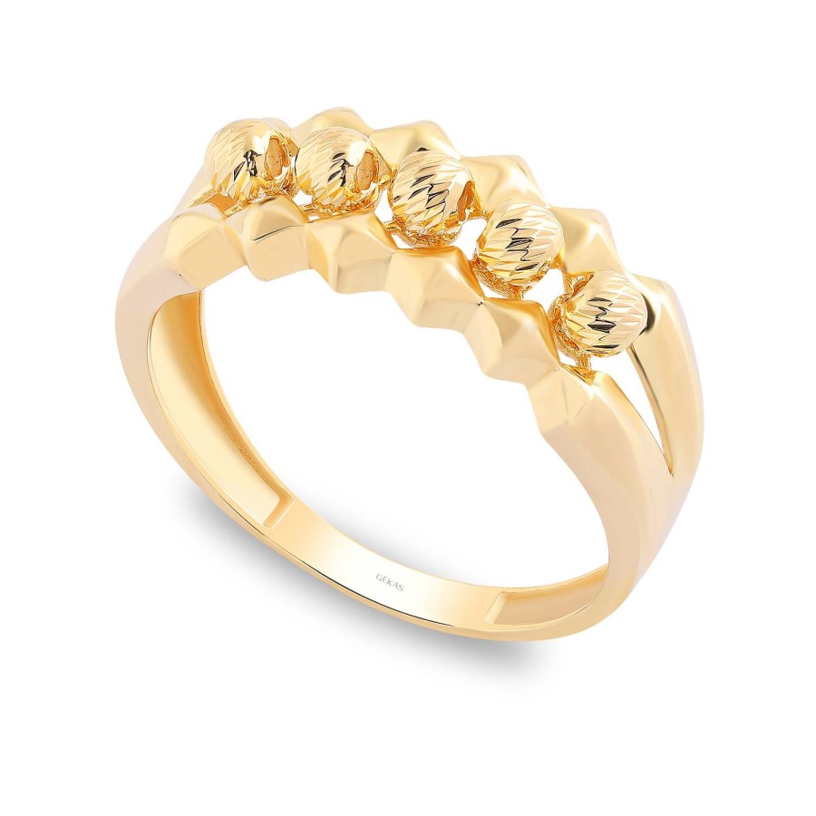 14 Ayar Sarı Altın Dorika Toplu Taşsız Yüzük