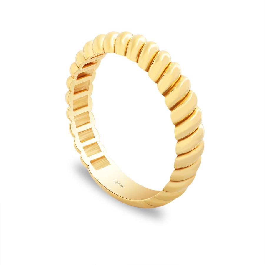 925 Ayar Gümüş Kararmaz Sarı Altın Kaplama Burgu Taşsız Yüzük