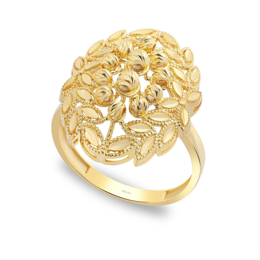 14 Ayar Sarı Altın Dorika Toplu Taşsız Yüzük