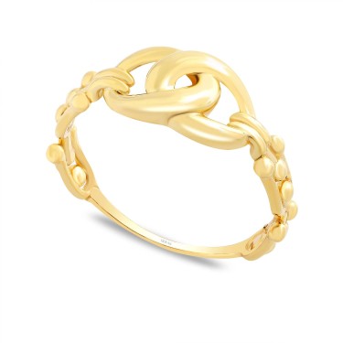 14 Ayar Sarı Altın Zincir Taşsız Yüzük