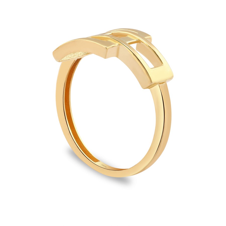 925 Ayar Gümüş Sarı Altın Kaplama Kararmaz Taşsız Tasarım Yüzük