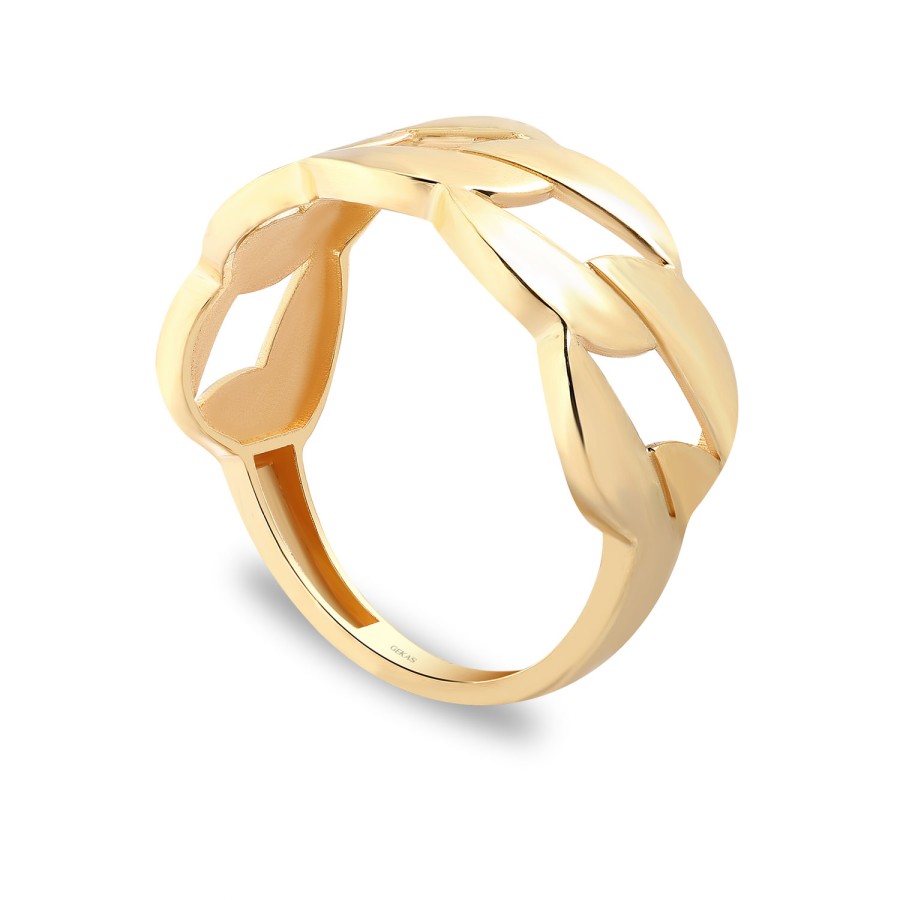 14 ayar Sarı Altın Zincir Halka Modeli Yüzük