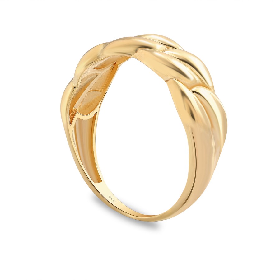 14 Ayar Sarı Altın Burma Detaylı Taşsız Yüzük