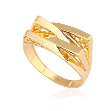 14 Ayar Sarı Altın Köşeli Yüzük