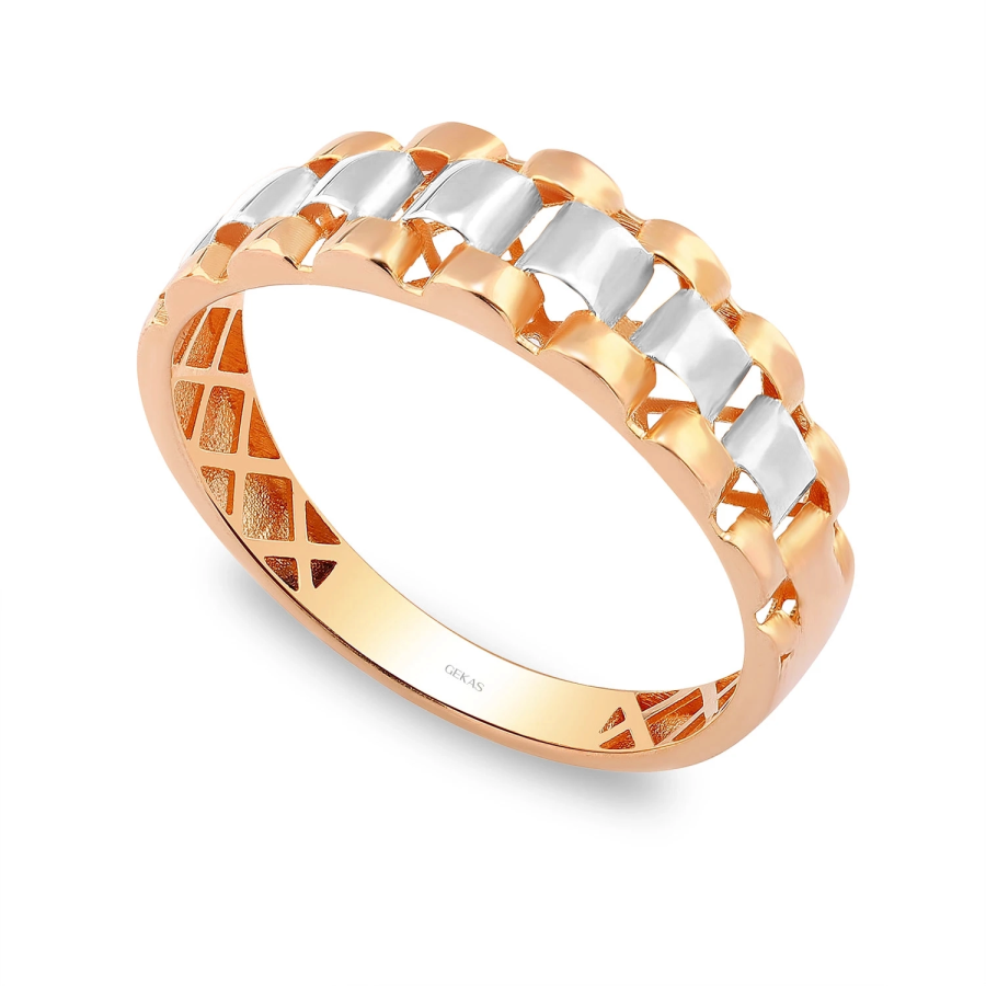 14 Ayar Kırmızı Beyaz Altın Sade Taşsız Modern Yüzük