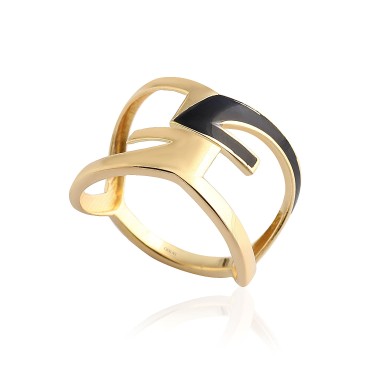 14 Ayar Sarı Altın Mineli Tasarım Yüzük