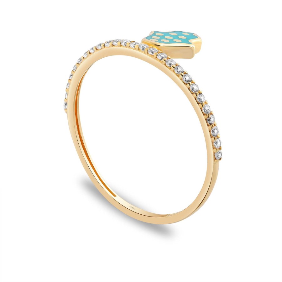 14 Ayar Sarı Altın Fatma Ana Eli Taşlı Yüzük