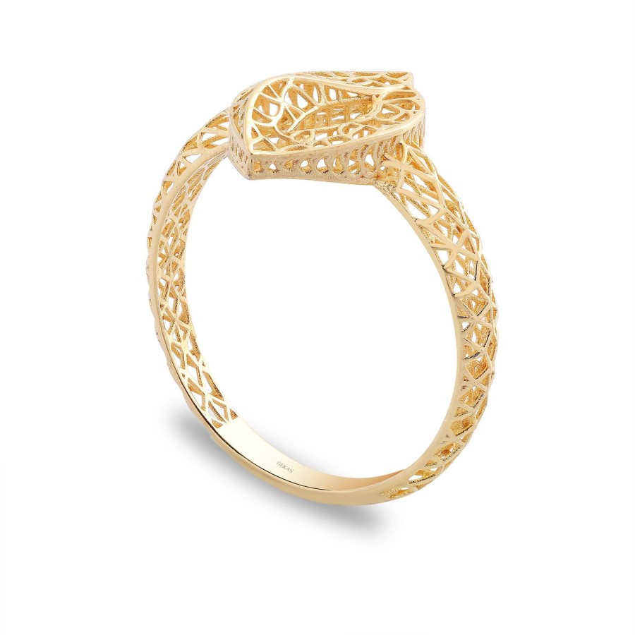 14 Ayar Sarı Altın Desenli Taşsız Yüzük