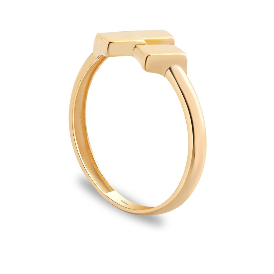 14 Ayar Sarı Altın Minimal Tasarım Taşsız Yüzük