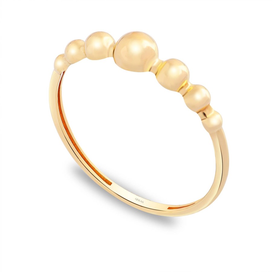 14 Ayar Sarı Altın Toplu Tasarım Taşsız Yüzük