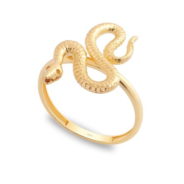 14 Ayar Sarı Altın Yılan Figürlü Yüzük