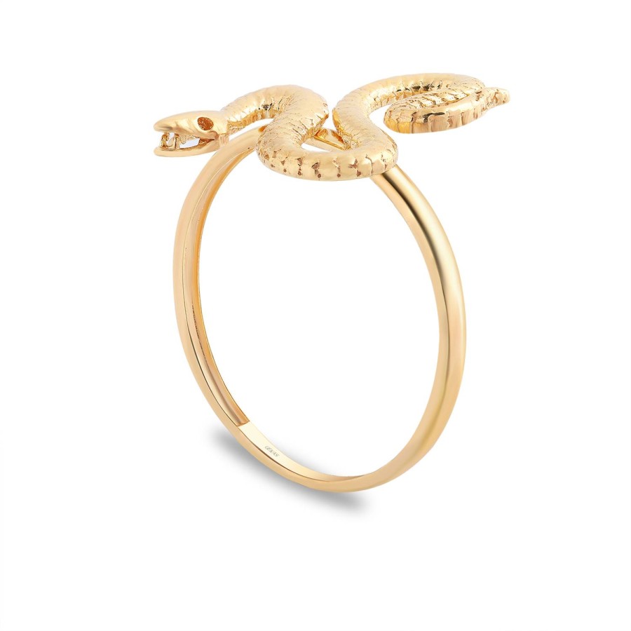 14 Ayar Sarı Altın Yılan Figürlü Yüzük