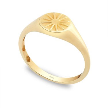 14 Ayar Sarı Altın Güneş Figürlü Taşsız Yüzük