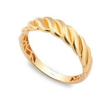 925 Ayar Gümüş Kararmaz Sarı Altın Kaplama Burgu Yüzük