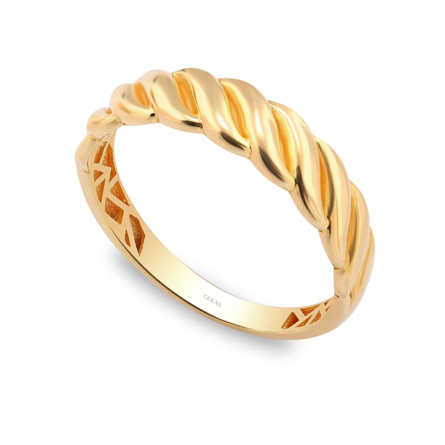 925 Ayar Gümüş Kararmaz Sarı Altın Kaplama Burgu Yüzük