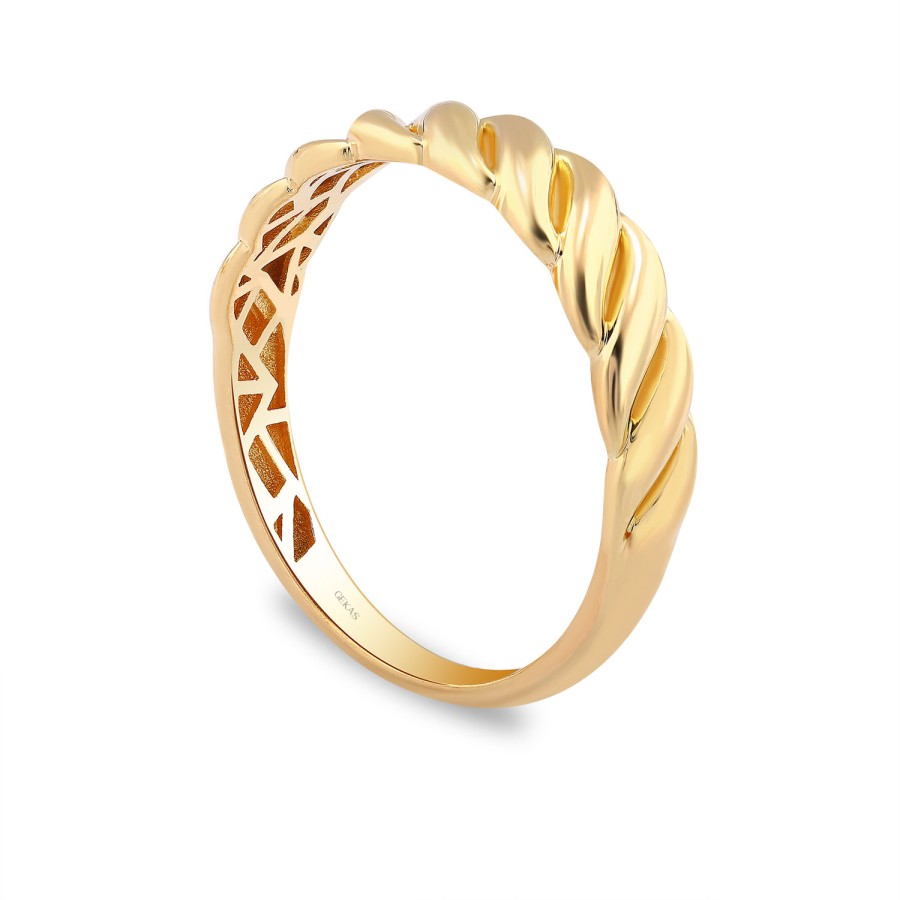 925 Ayar Gümüş Kararmaz Sarı Altın Kaplama Burgu Yüzük