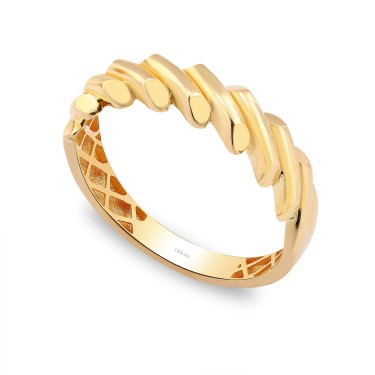 925 Ayar Gümüş Kararmaz Sarı Altın Kaplama Burgu Model Yüzük