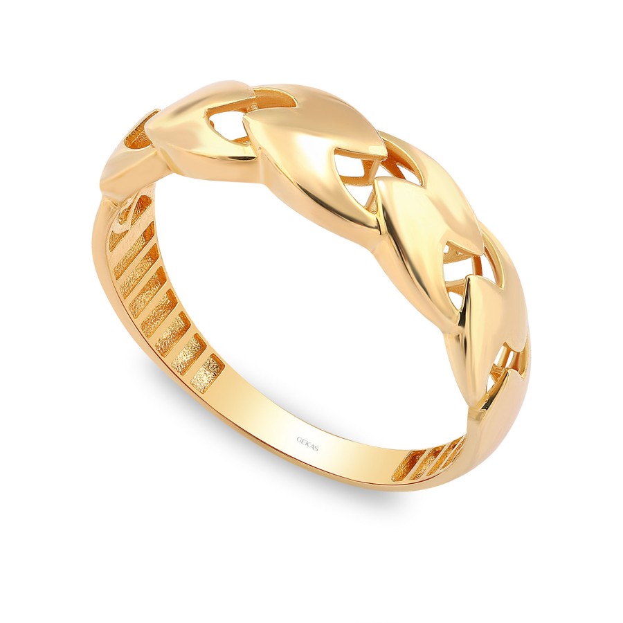 925 Ayar Gümüş Sarı Altın Kaplama Kararmaz Modern Sade Yüzük