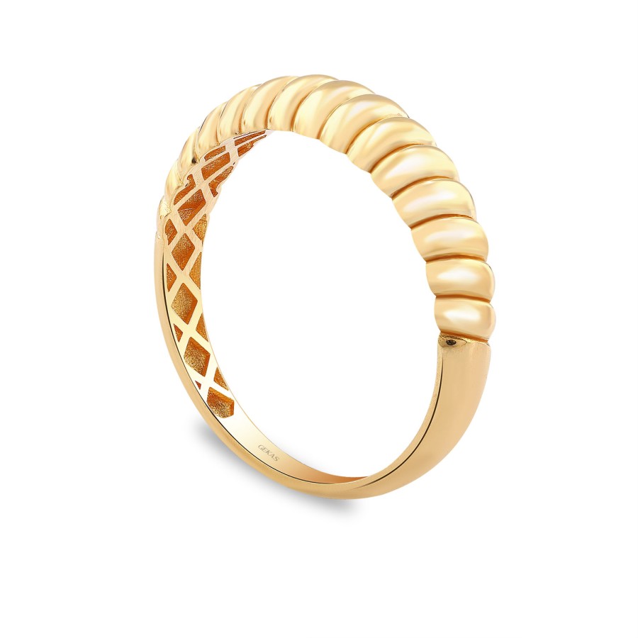 925 Ayar Gümüş Kararmaz Sarı Altın Kaplama Sade Burgu Yüzük