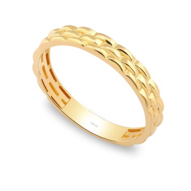 925 Ayar Gümüş Sarı Altın Kaplama Kararmaz Çıtır Yüzük