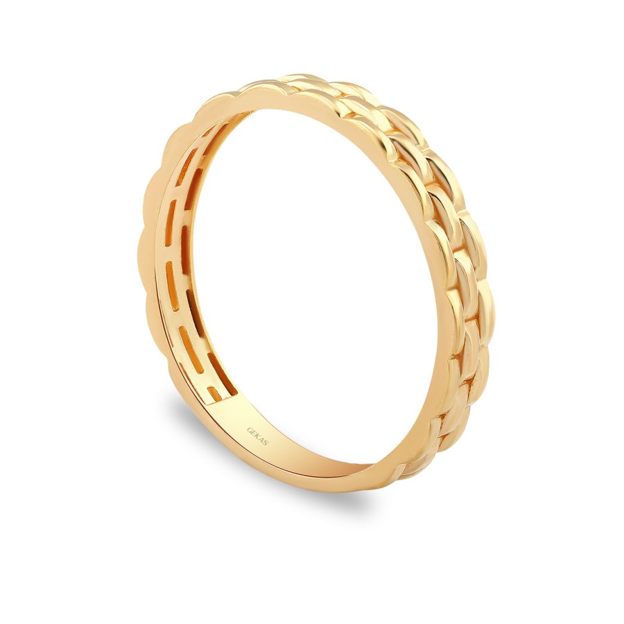 925 Ayar Gümüş Sarı Altın Kaplama Kararmaz Çıtır Yüzük