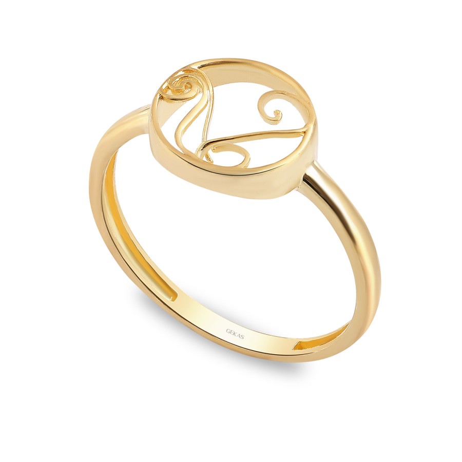 925 Ayar Gümüş Sarı Altın Kaplama Kararmaz Figürlü Minimal Yüzük