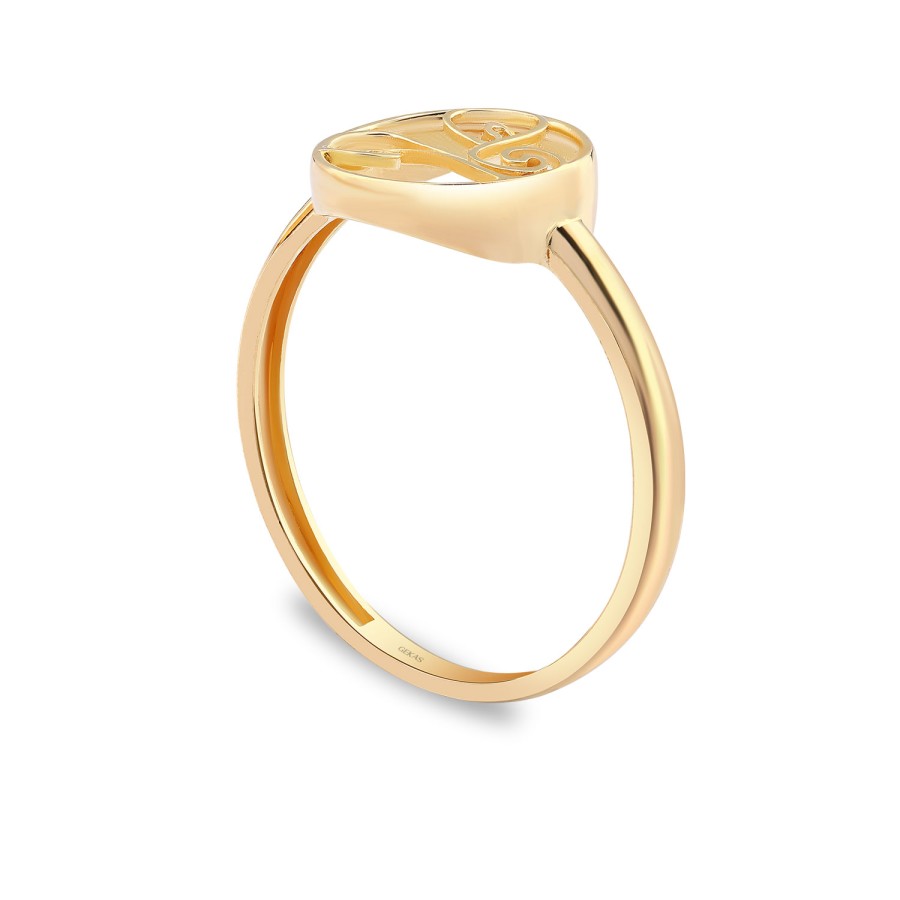 925 Ayar Gümüş Sarı Altın Kaplama Kararmaz Figürlü Minimal Yüzük