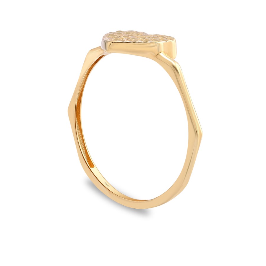 14 Ayar Sarı Altın Kalp Model Yüzük