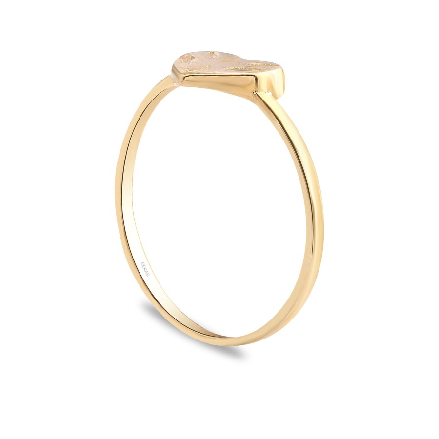 14 Ayar Sarı Altın Kalp Figürlü Yüzük