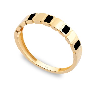 14 Ayar Sarı Altın Siyah Mineli Taşsız Yüzük