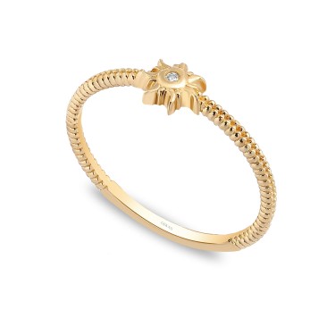 14 Ayar Sarı Altın Minimal Taşlı Yüzük