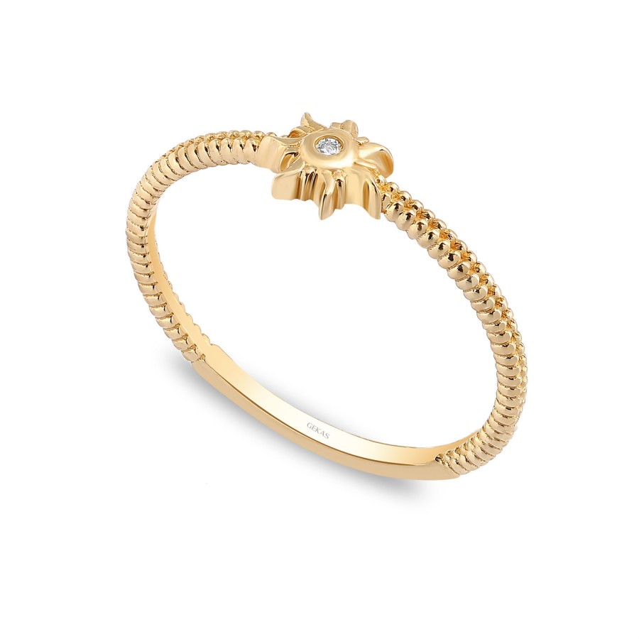 14 Ayar Sarı Altın Minimal Taşlı Yüzük