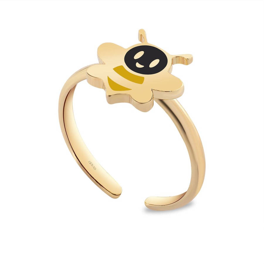 14 Ayar Sarı Altın Arı Figürlü Mineli Çocuk Yüzük