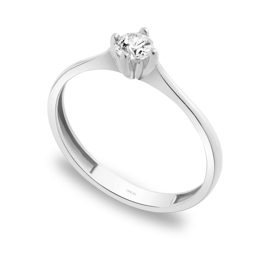 925 Ayar Gümüş Kararmaz Beyaz Altın Kaplama Tektaş Yüzük